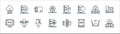 database and servers line icons. linear set. quality vector line set such as cloud computing, ssd disk, firewall, sql, data,