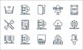 database and servers line icons. linear set. quality vector line set such as filter, switch, database, data, malware, maintenance Royalty Free Stock Photo
