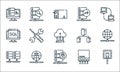 database and servers line icons. linear set. quality vector line set such as lan, server, database, switch, home network, sql,
