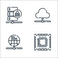 database and servers line icons. linear set. quality vector line set such as processor, public, cloud Royalty Free Stock Photo