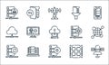 database and servers line icons. linear set. quality vector line set such as satellite, malware, sync, multicore, monitoring, Royalty Free Stock Photo