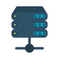 Database servers technology symbol blue lines