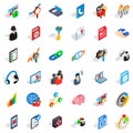 Database shield icons set, isometric style