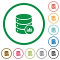 Database statistics flat icons with outlines
