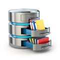 Database storage concept. Hard disk icon with folders Royalty Free Stock Photo