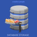 Database storage data folder flat 3d isometric vector