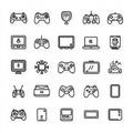 Database and Storage Icons Set Featuring Remote Control, Games, Phone, TV, and More Royalty Free Stock Photo