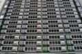 Database storage in the server room of the data center. A modern computer farm. The server array is installed in a rack on the Royalty Free Stock Photo