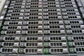 Database storage in the server room of the data center. A modern computer farm. The server array is installed in a rack on the Royalty Free Stock Photo