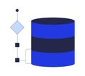 Database structure with flow diagram 2D cartoon object Royalty Free Stock Photo