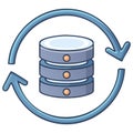 Database synchronization and data exchange with circular arrows Royalty Free Stock Photo