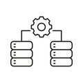 Database Synchronization Line Icon. Data Management And Integration Outline Symbol. Server Coordination And System Royalty Free Stock Photo