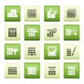 Database and Table Formatting Icons over color background Royalty Free Stock Photo