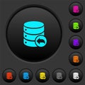 Database transaction rollback dark push buttons with color icons