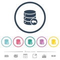 Database transaction rollback flat color icons in round outlines