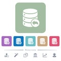 Database transaction rollback flat icons on color rounded square backgrounds