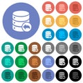 Database transaction rollback round flat multi colored icons