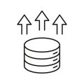 Database Upload Line Icon. Data Transfer, Cloud Storage, And Backup Outline Symbol. Digital Information Management Royalty Free Stock Photo