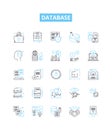 Database vector line icons set. database, SQL, MySQL, Oracle, Access, MongoDB, PostgreSQL illustration outline concept