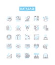 Database vector line icons set. database, SQL, MySQL, Oracle, Access, MongoDB, PostgreSQL illustration outline concept