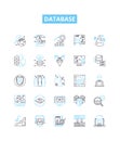 Database vector line icons set. database, SQL, MySQL, Oracle, Access, MongoDB, PostgreSQL illustration outline concept