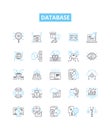 Database vector line icons set. database, SQL, MySQL, Oracle, Access, MongoDB, PostgreSQL illustration outline concept