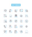 Database vector line icons set. database, SQL, MySQL, Oracle, Access, MongoDB, PostgreSQL illustration outline concept