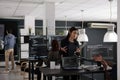 Database web developers developing source code and cloud computing Royalty Free Stock Photo