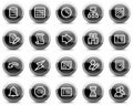 Database web icons, black glossy circle buttons