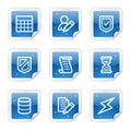 Database web icons, blue glossy sticker series Royalty Free Stock Photo