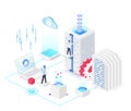 Database white isometric vector illustration