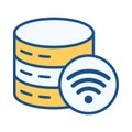 Database WiFi Signal Icon in Flat Colored Style for Wireless Cloud Access and Connected Data Royalty Free Stock Photo