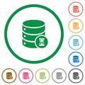 Database working flat icons with outlines