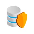 Database with yellow shield icon