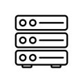 Black line icon for Datacenter, network and backup