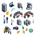 Datacenter Isometric Icons Set