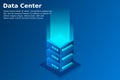 Datacenter isometric vector illustration. Abstract 3d hosting server or data center room background. Royalty Free Stock Photo