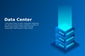 Datacenter isometric vector illustration. Abstract 3d hosting server or data center room background. Royalty Free Stock Photo