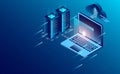 Datacenter server room cloud storage technology and big data processing Protecting data security concept