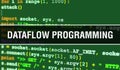 Dataflow Programming text written on Programming code abstract technology background of software developer and Computer script.