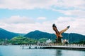 Dataran Helang (Eagle Land), most attractive place in Langkawi. Big Eagle Statue on the Eagle square in Kuah town Royalty Free Stock Photo