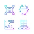 Dataset processing gradient linear vector icons set Royalty Free Stock Photo