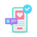 Date application user authorization success login profile verification 3d icon realistic vector