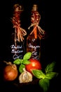 Date balsamic and orange oil along with various fresh ingredients