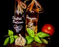 Date balsamic and orange oil along with various fresh ingredients