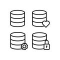 date, base, lock, settings, heart sign icons. Element of outline button icons. Thin line icon for website design and development,