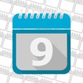 Date button, Calendar sign icon 9 day month symbol.