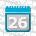 Date button, Calendar sign icon.26 day month symbol.