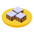 Date cake icon isometric vector. Fruit food