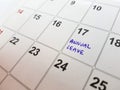 A date on a calendar, with the word Annual Leave written on it